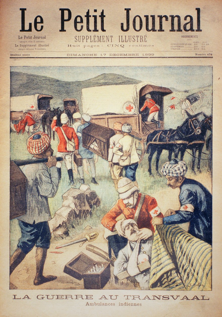 La guerre au Transvaal : ambulances indiennes, couverture de Le Petit Journal, 17 décembre 1899 - Jose Belon