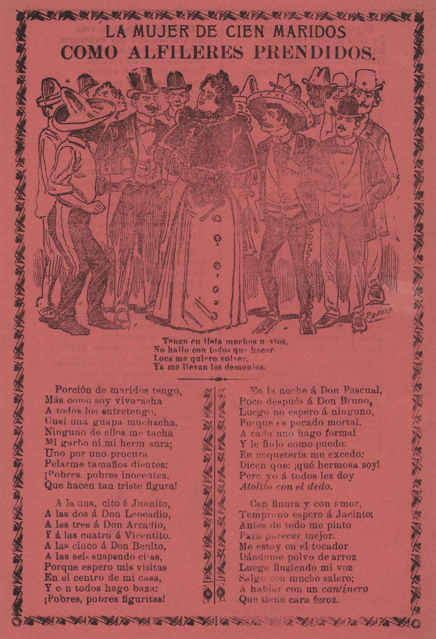 Die Frau mit hundert Ehemännern - Wie festgesteckte Nadeln - José Guadalupe Posada
