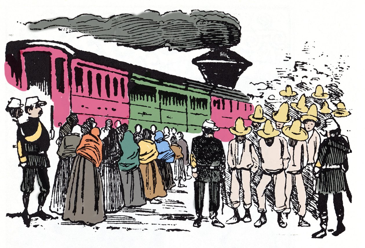 La Révolution mexicaine (1910-1920) : déportation des travailleurs dans le Valle Nacional, vers 1908 - Xylographie de José Guadalupe Posada (1852-1913) - José Guadalupe Posada