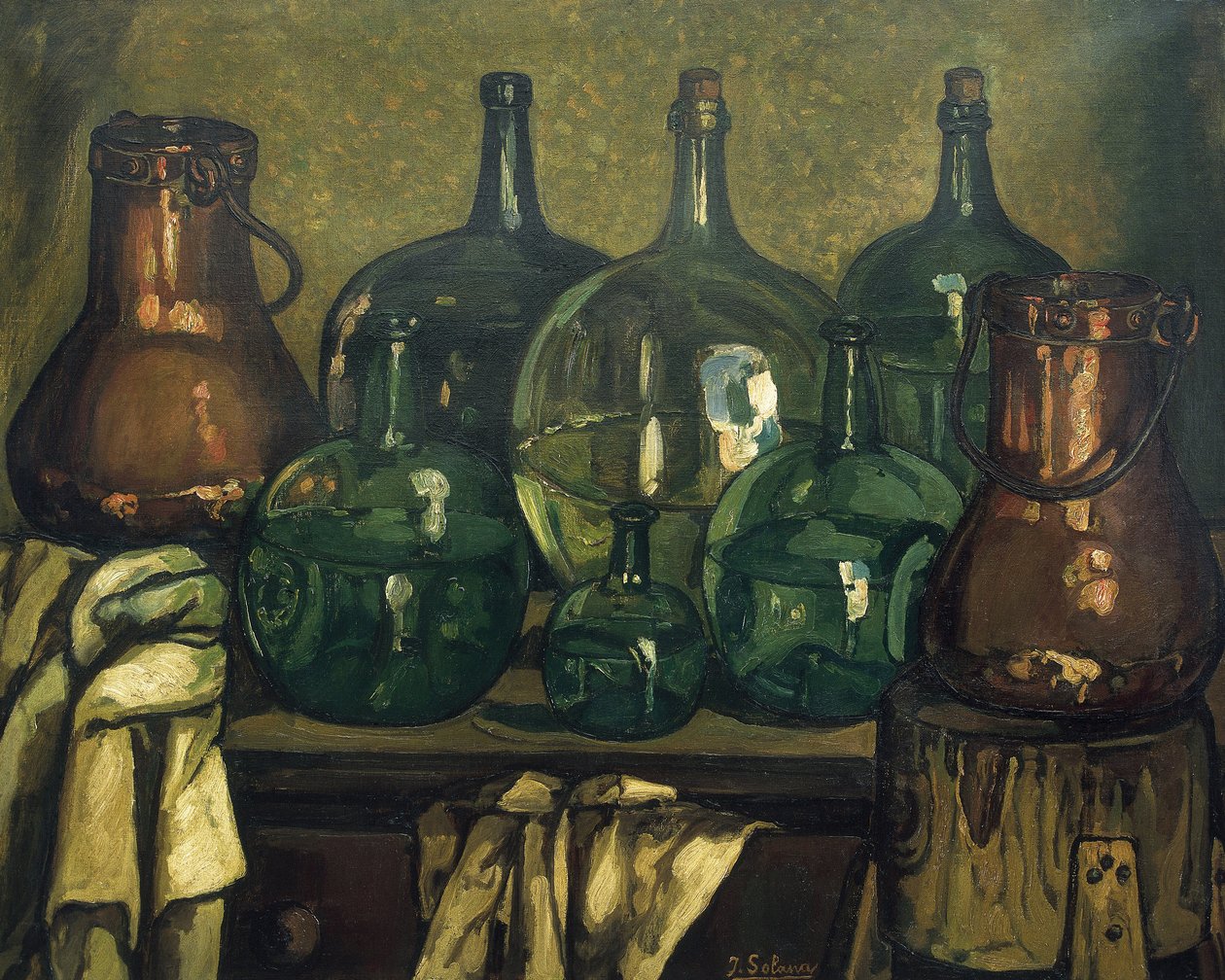 GUTIERREZ SOLANA, Jose (1886-1945). Nature morte avec bouteille. 1927. Art contemporain. Huile sur toile. Collection privée - Jose Gutierrez Solana