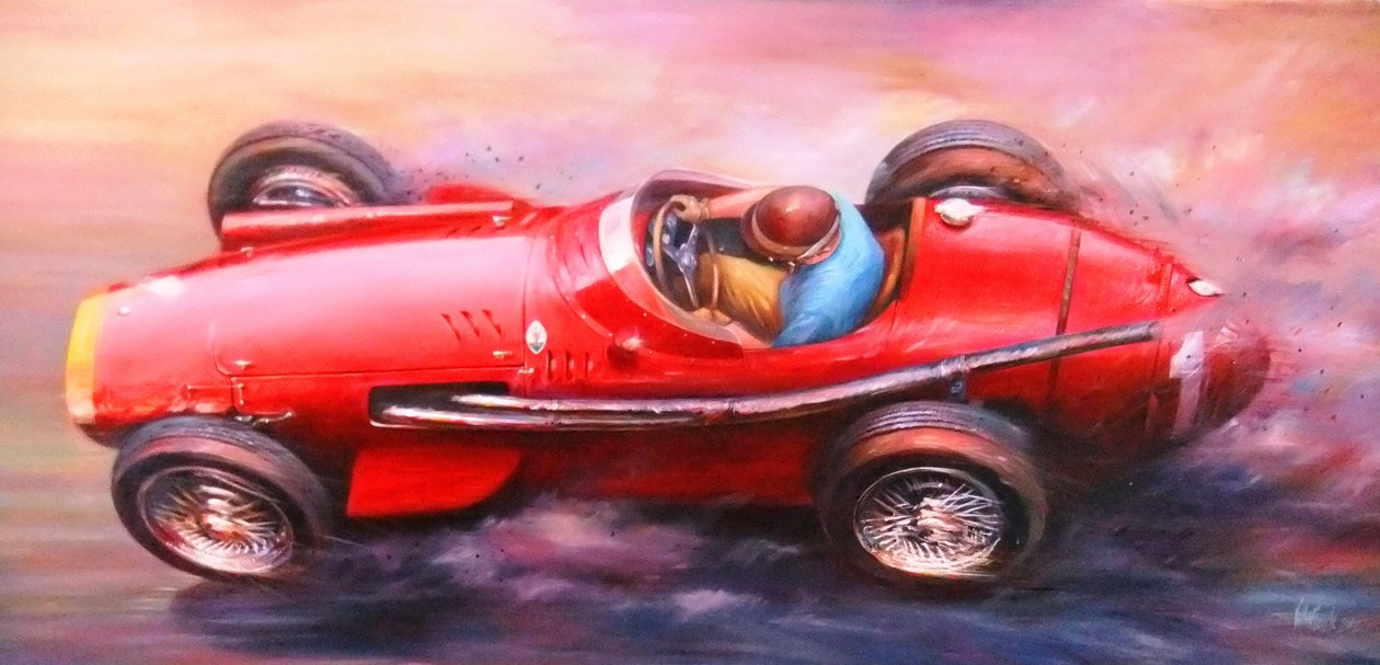 Juan Manuel Fangio, Mille Miglia 1953, Alfa Romeo 6C3.000cc (toit rouge) - Jose Maria Villafuerte
