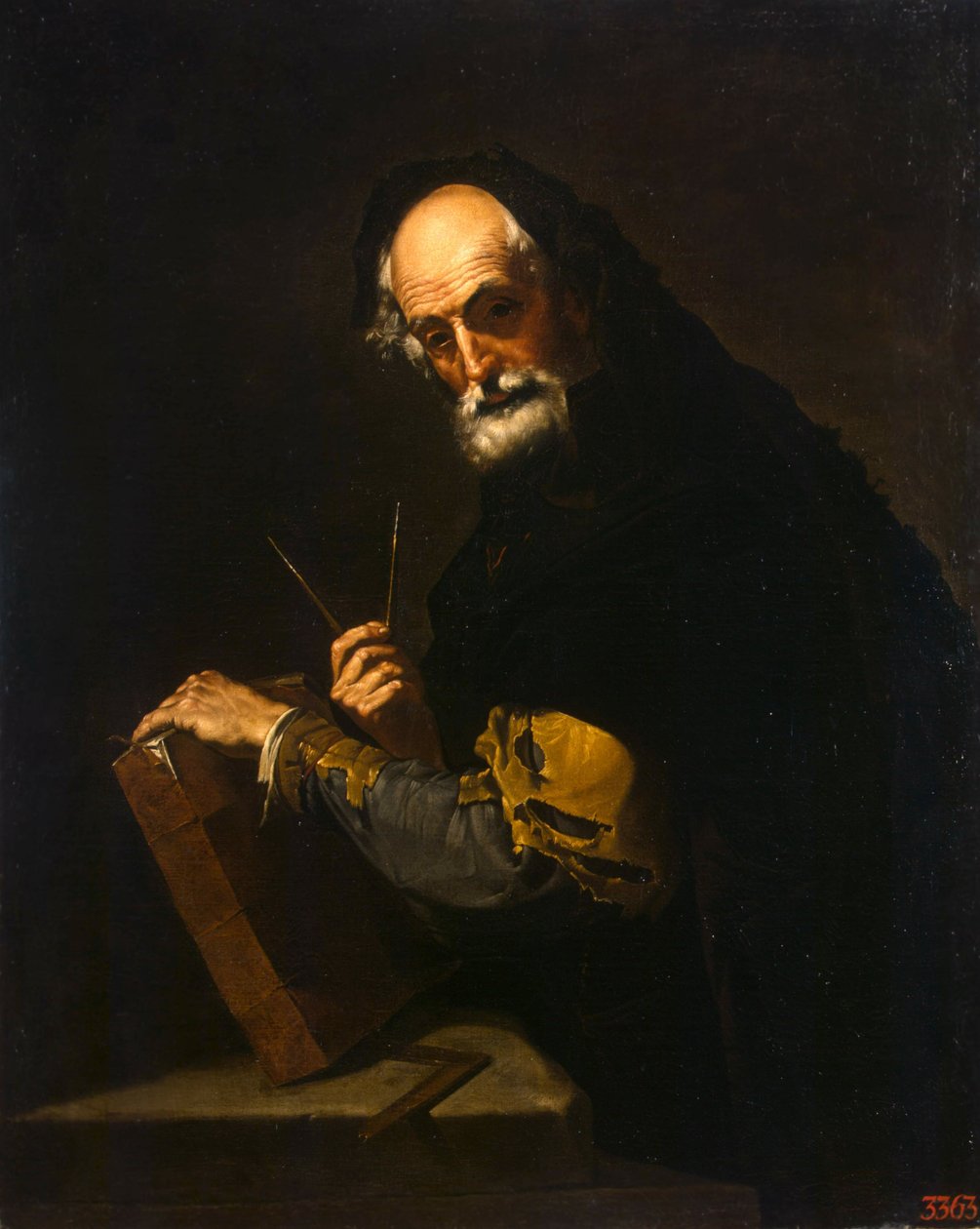 Philosophe avec un livre, une boussole et un goniomètre, 1630 - Jusepe de Ribera
