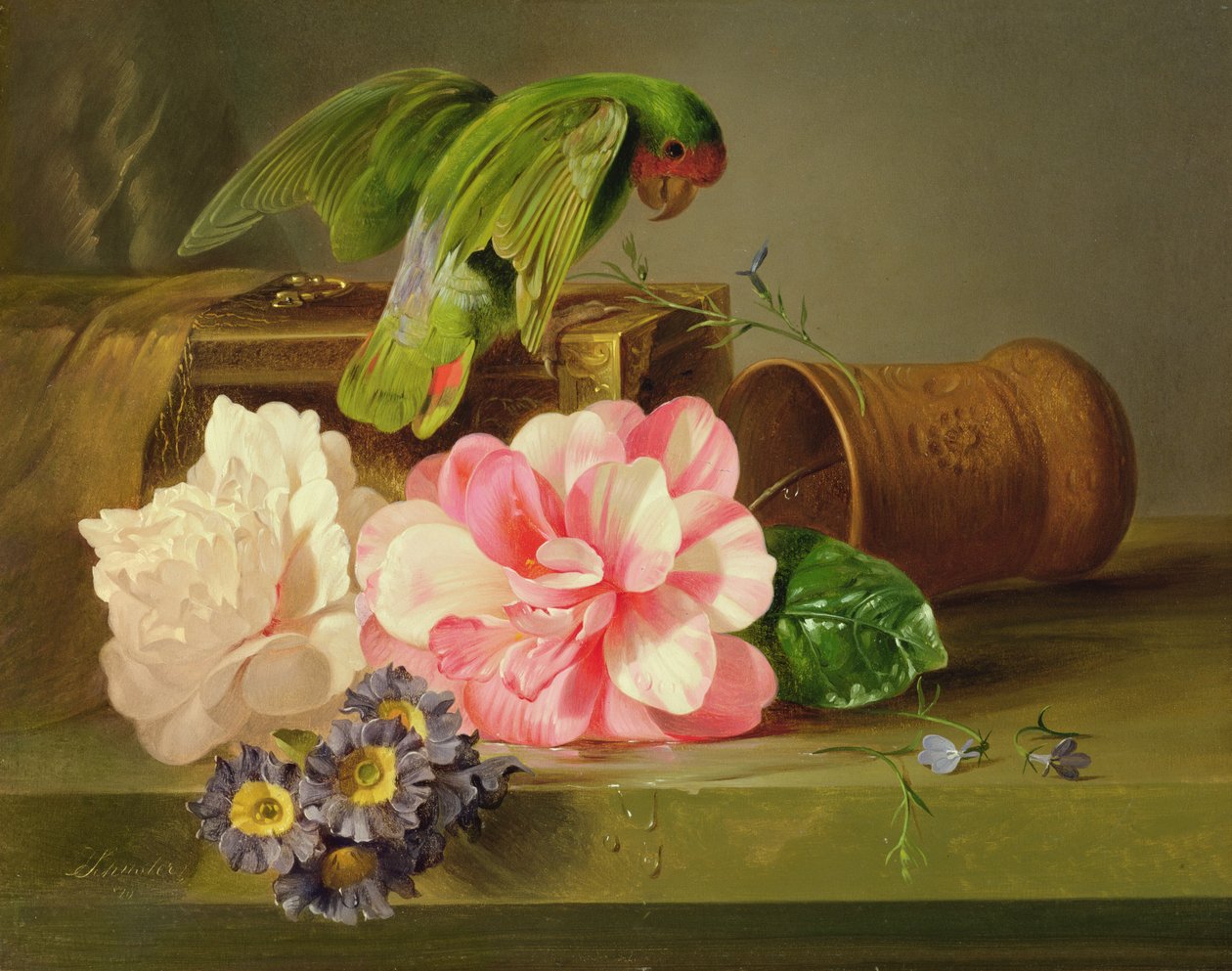 Nature morte avec perroquet, 1879 - Josef Schuster