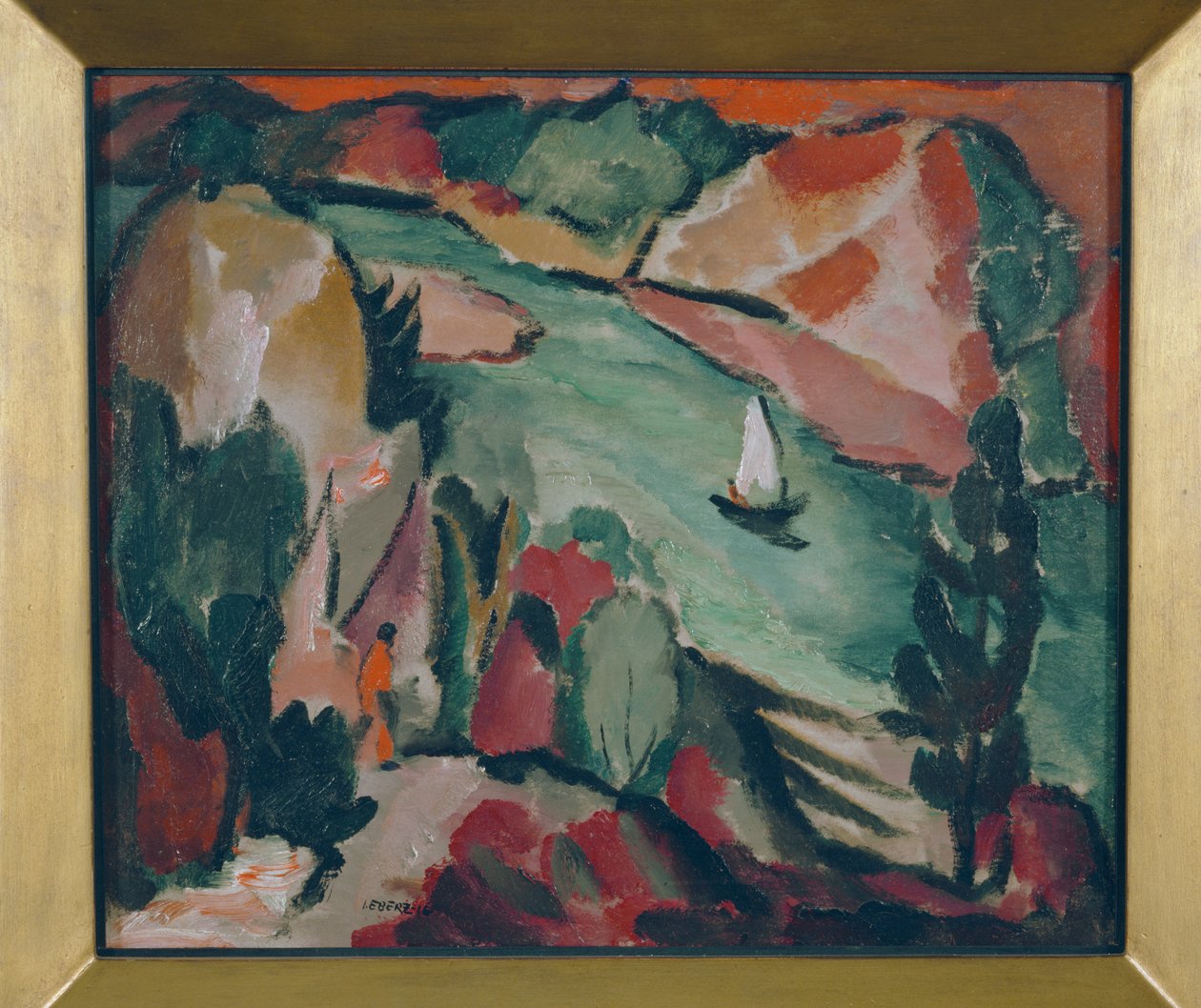 Paysage fluvial ... (oil on canvas) - Josef Eberz