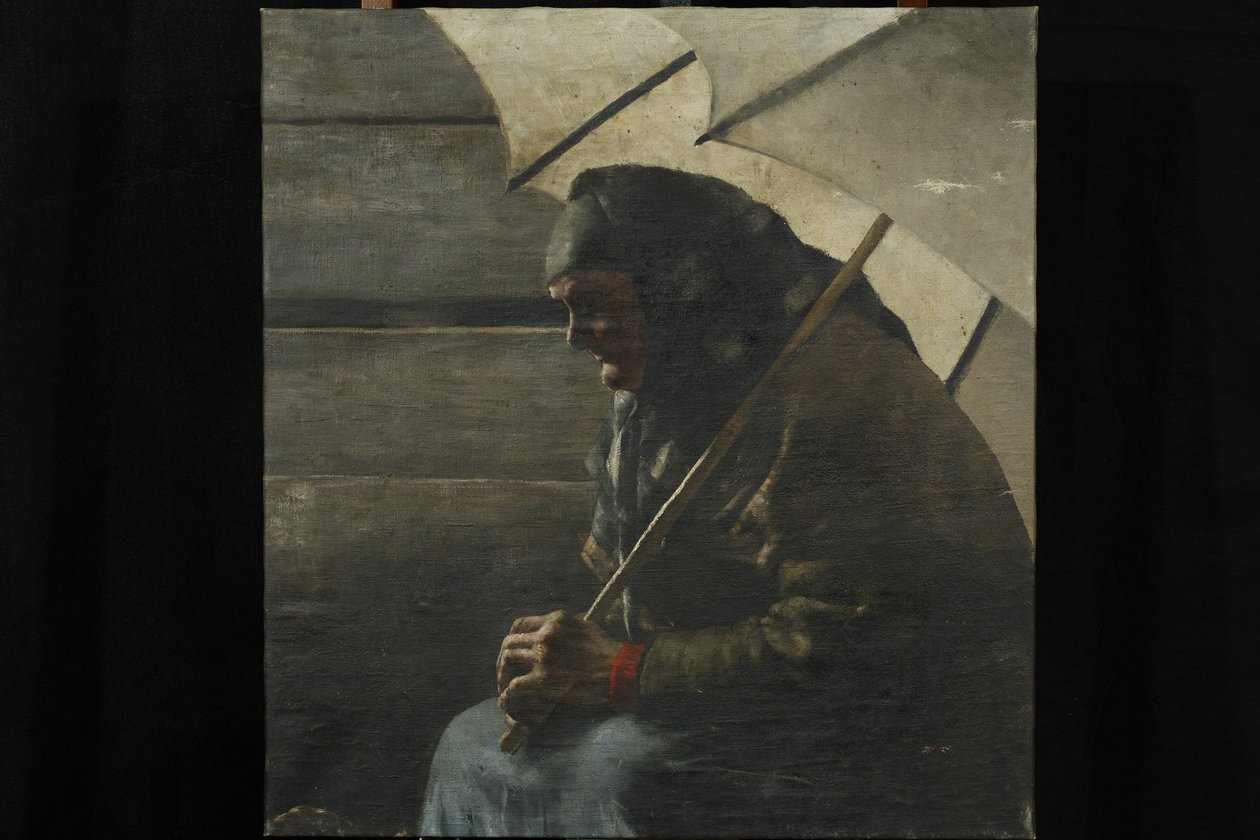 Vieille marchande avec parapluie - Josef Engelhart