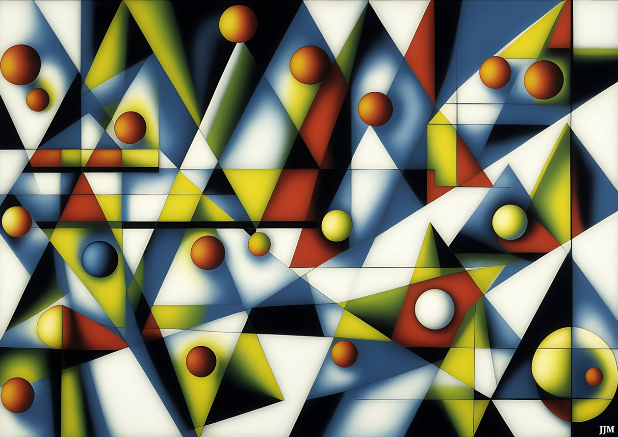 abstrait : sphères+triangles 3 - Josef Johann Michel