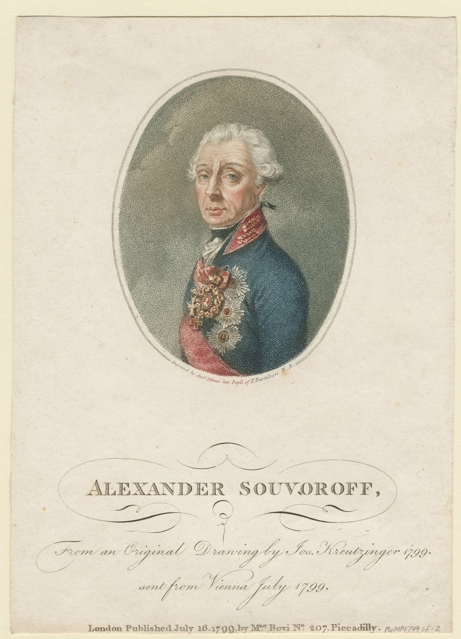 Portrait du maréchal généralissime prince Alexandre Souvorov 1729-1800, 1799 - Josef Kreuzinger