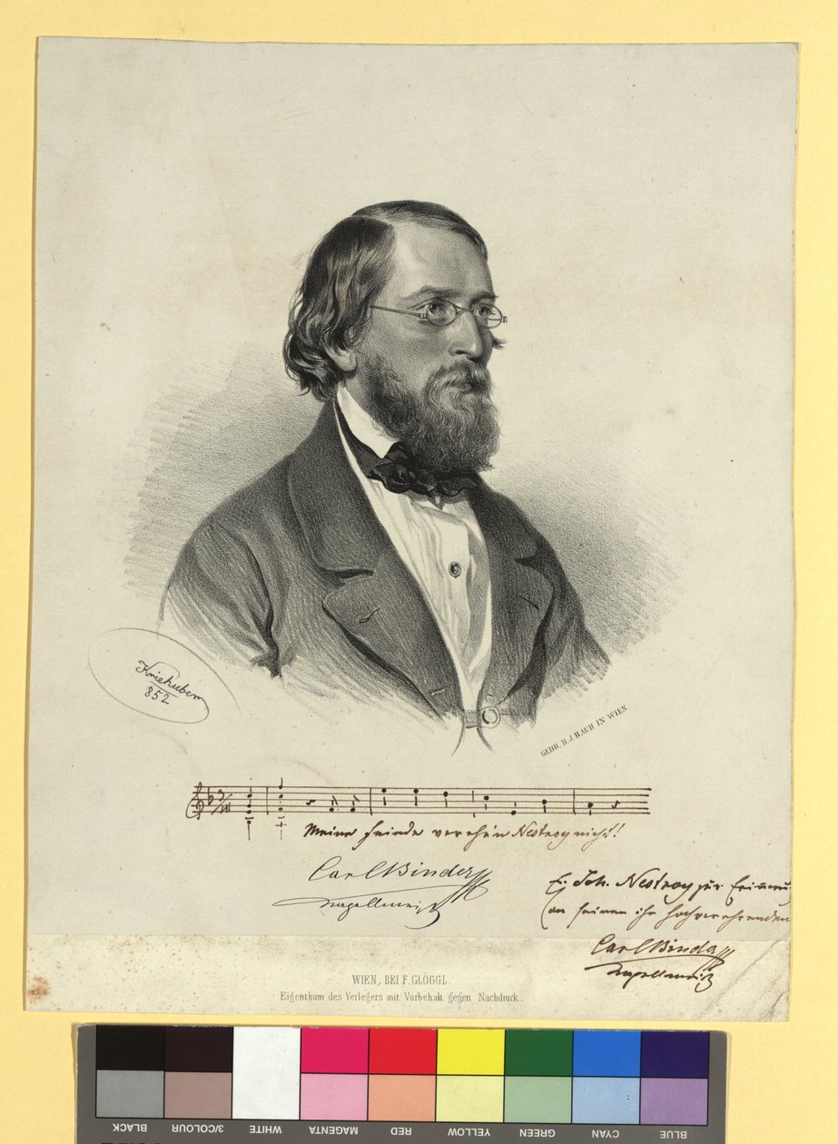 Karl Binder, maître de chapelle, compositeur de la musique des farces de Johann Nestroy - Josef Kriehuber
