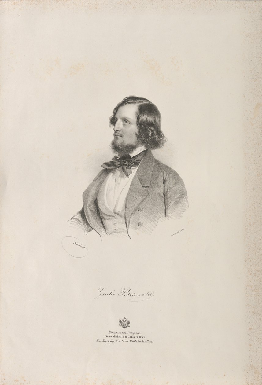 Portrait du flûtiste et compositeur Giulio Briccialdi 1818-1881, avant 1850 - Josef Kriehuber