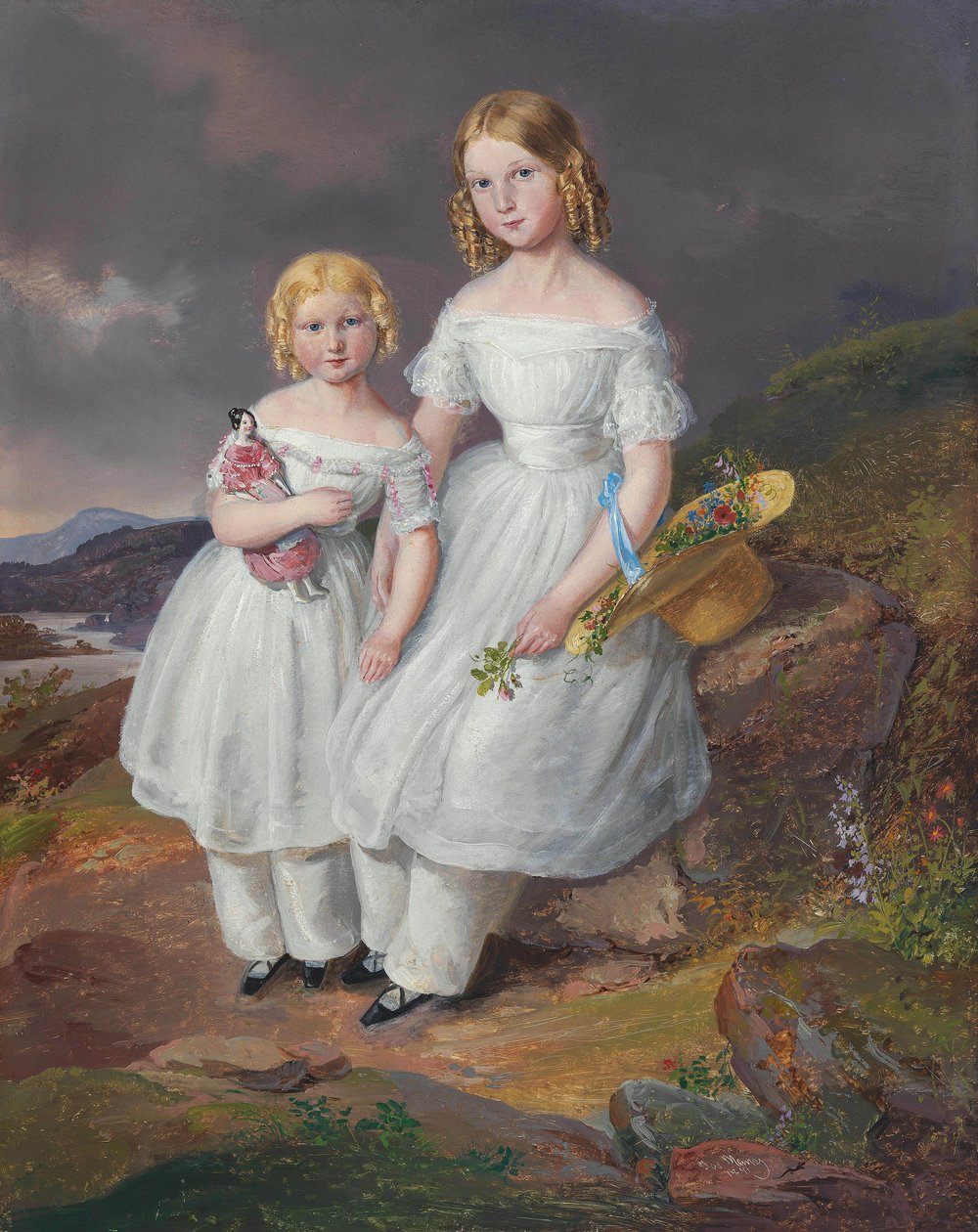 Portraits de Franziska Comtesse Kolowrat-Krakowsky 1835-1904 et Seraphine Comtesse..., 1841 - Josef Mánes