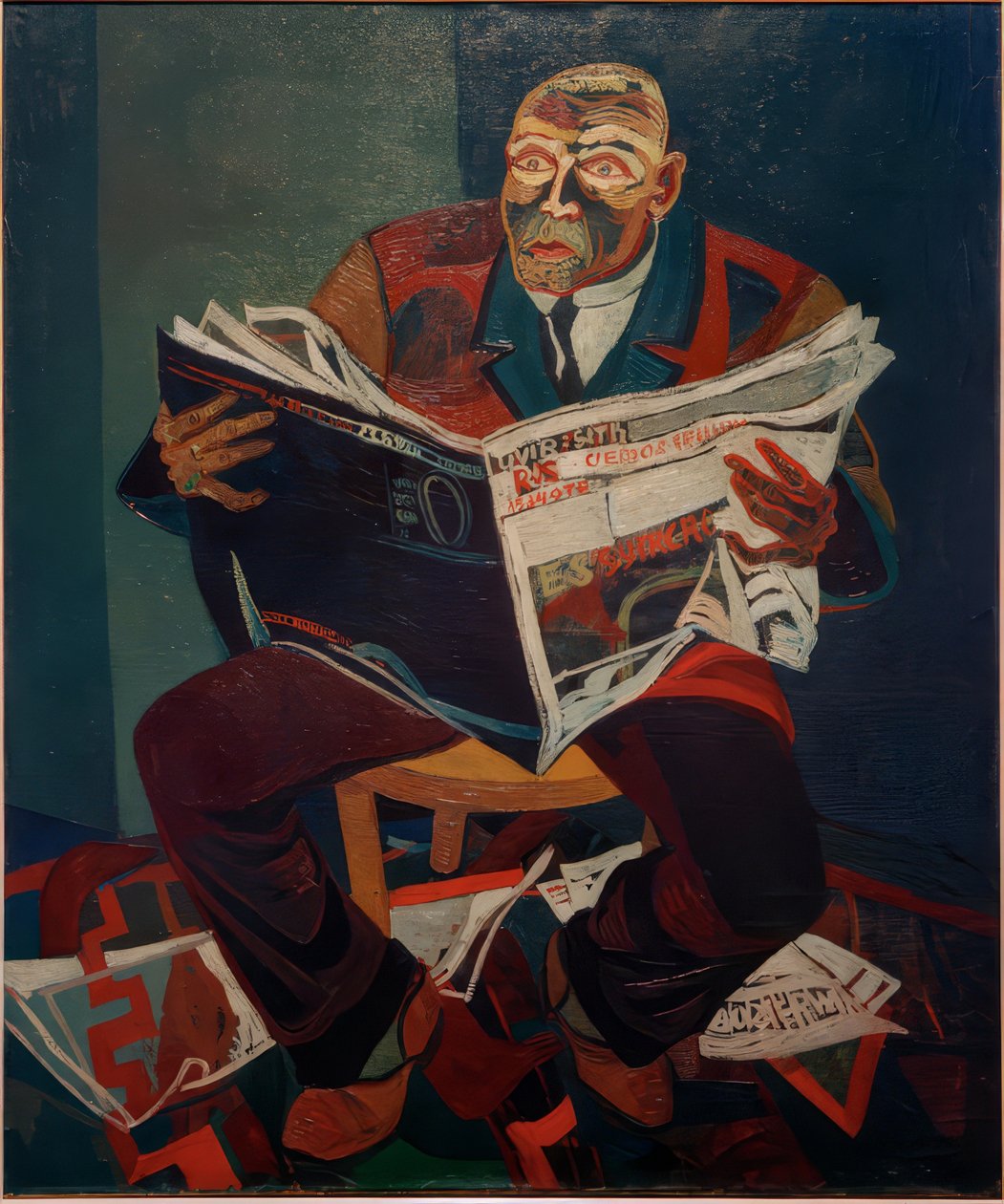 Homme lisant le journal - Josef Scharl