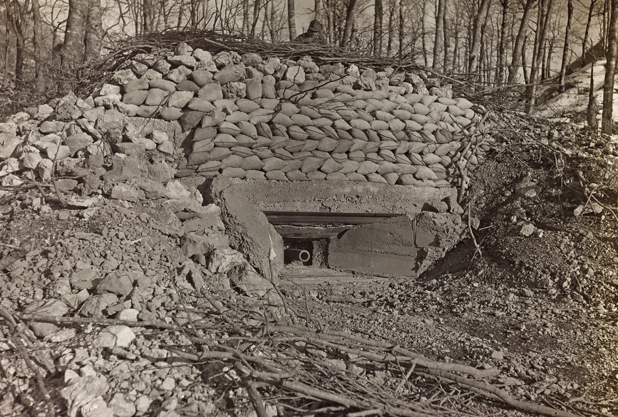 Album "Meine weltkriegs - Erinnerungen Front Sud-Ouest (Carinthie, Italie, Tyrol du Sud) 31/03/1915-12/11/1918 - Josef Zohles Wien": bunker militaire avec canon - Josef Zohles