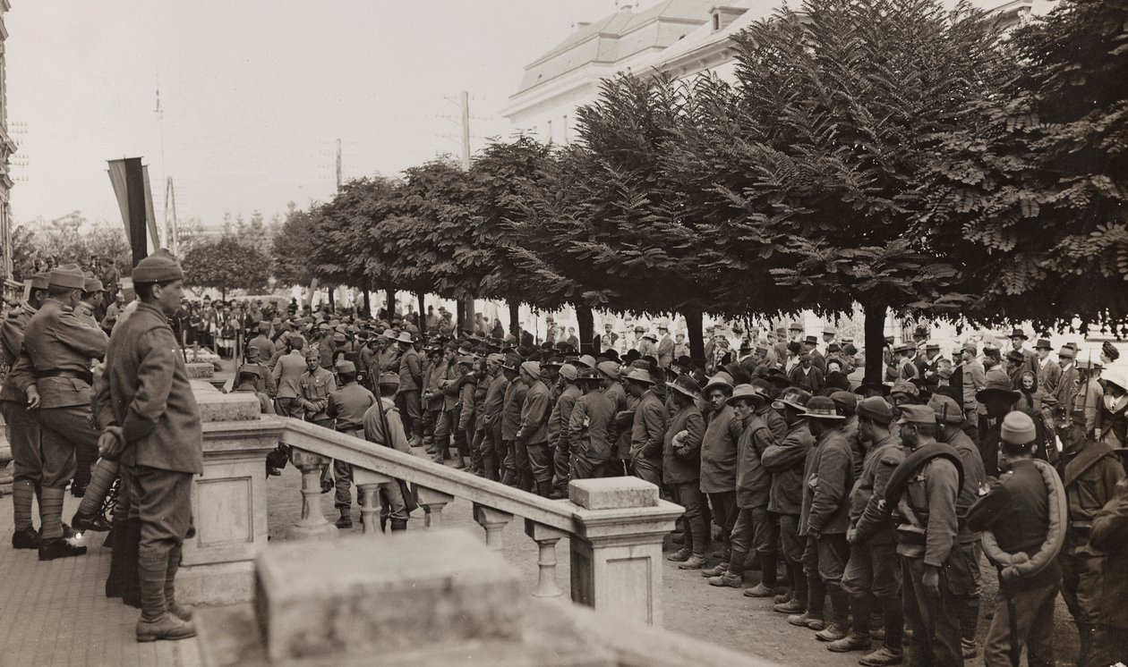 Album "Meine weltkriegs - Erinnerungen South-West Front (Carinthie, Italie, Tyrol du Sud) 31/03/1915-12/11/1918 - Josef Zohles Wien": soldats avec de nombreux prisonniers - Josef Zohles