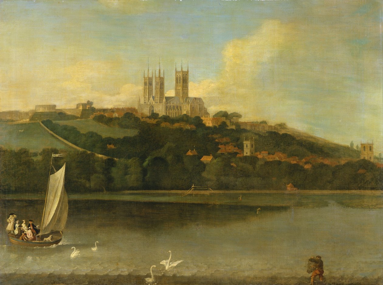 Vue de la cathédrale et de la ville de Lincoln depuis la rivière - Joseph Baker