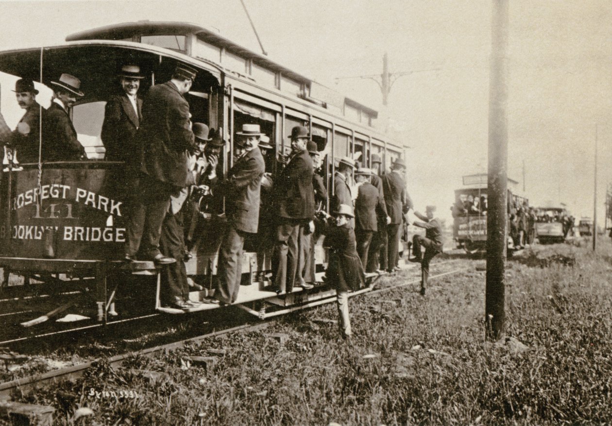 Trolleys de Brooklyn en direction de Coney Island, New York, c.1897 - Joseph Byron
