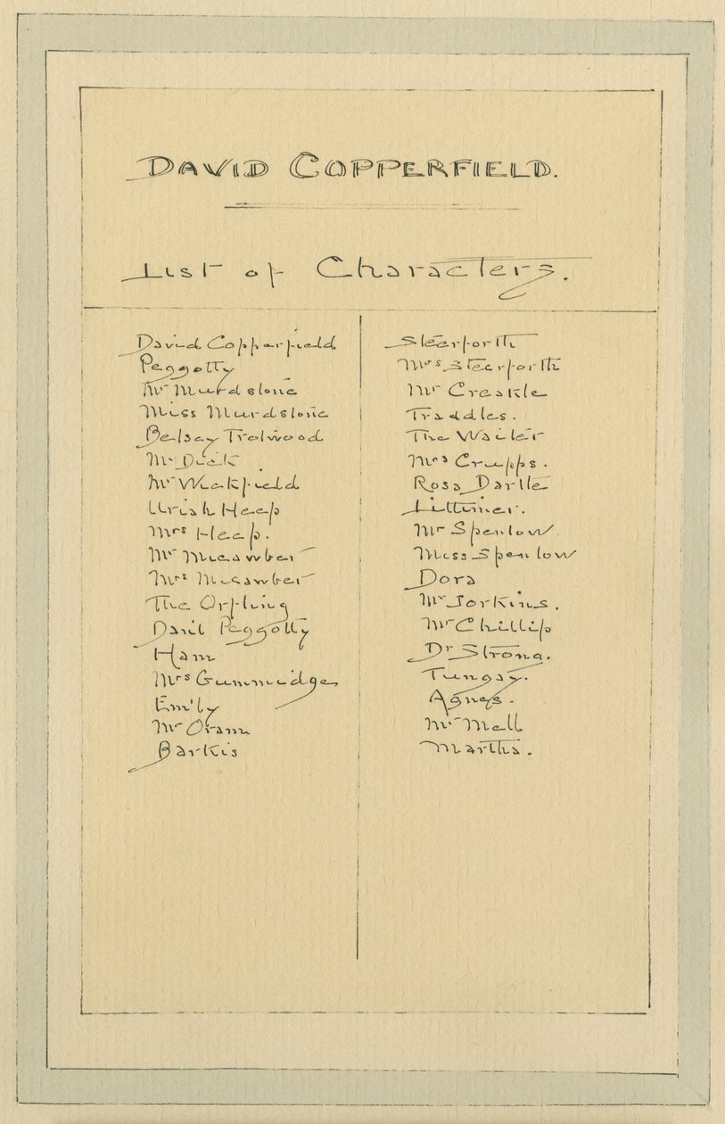 Liste des personnages, vers les années 1920 - Joseph Clayton Clarke