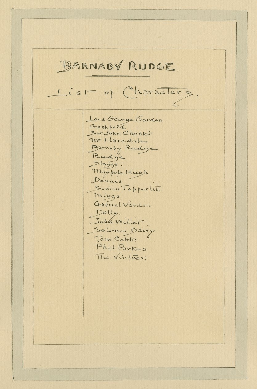 Liste des personnages pour Barnaby Rudge, vers les années 1920 - Joseph Clayton Clarke