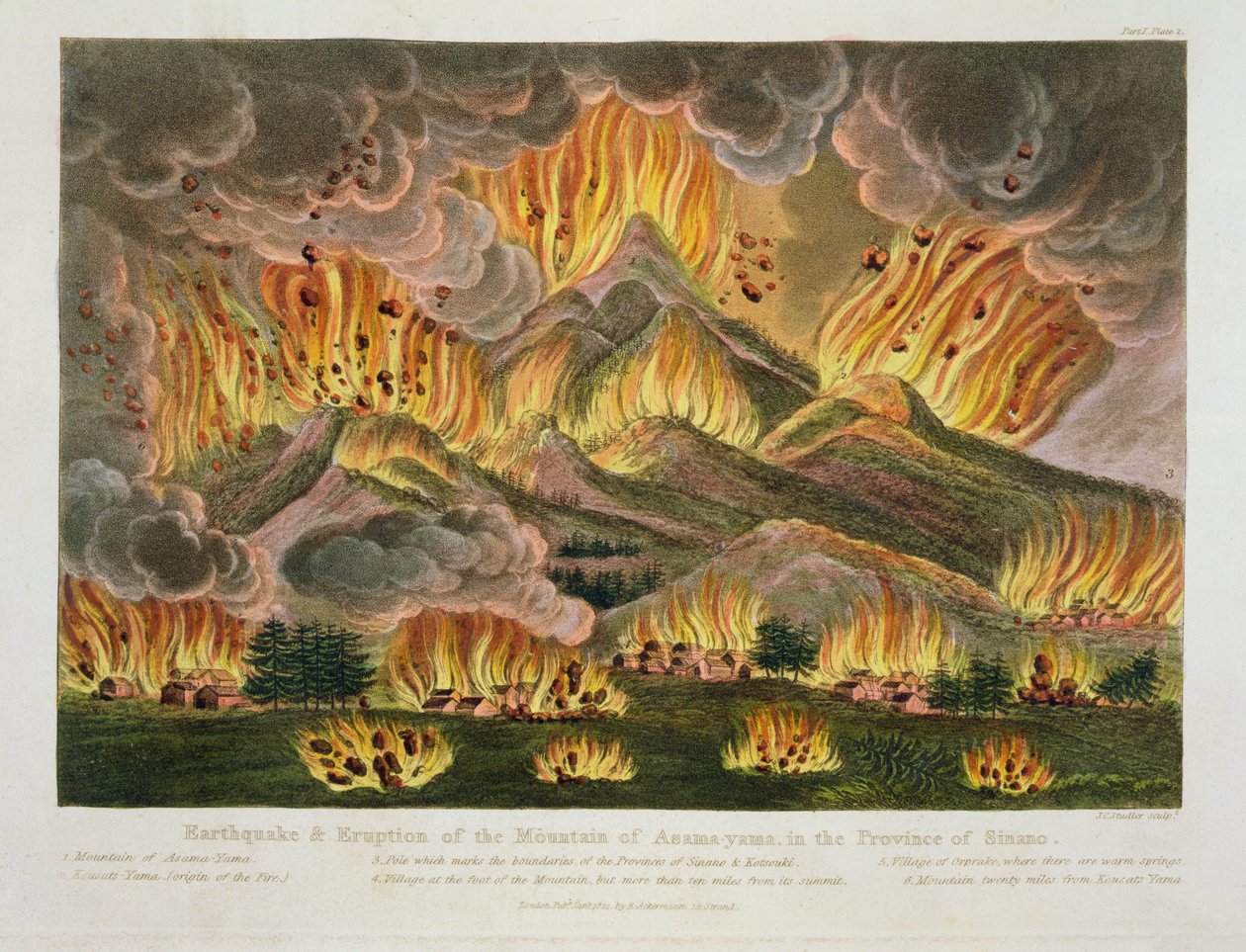 Tremblement de terre et éruption du mont Asama-yama, dans la province de Sinano, des 