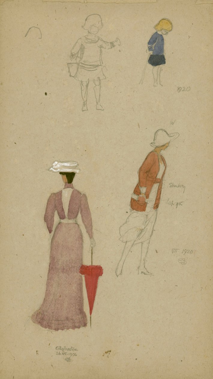 Étude de femmes avec chapeaux et enfant - Joseph Edward Southall