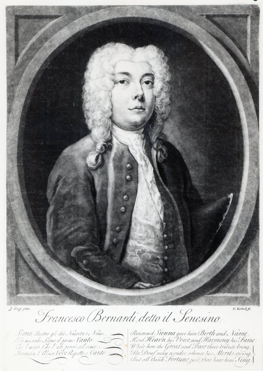 Francesco Bernardi Senesino, gravé par Elisha Kirkall - Joseph Goupy
