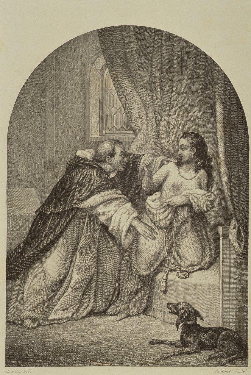 Un moine séduisant une femme au XIVe siècle - Joseph Guillaume Bourdet