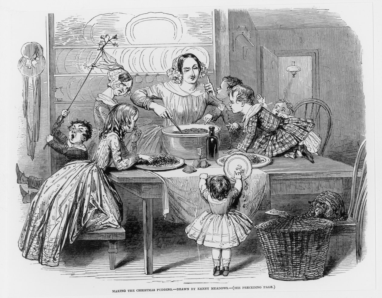 Préparation du pudding de Noël, 1848 - Joseph Kenny Meadows