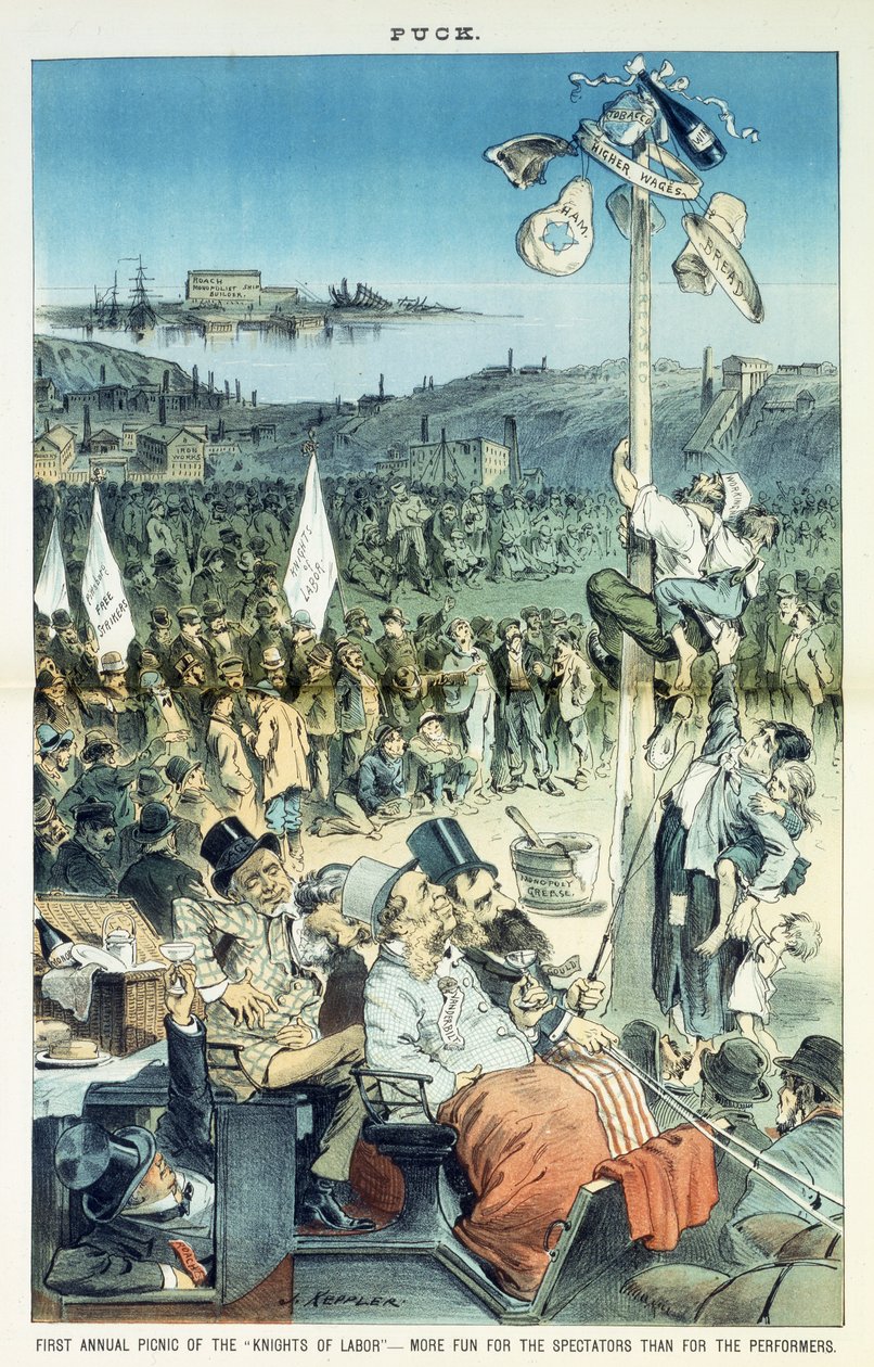 Premier pique-nique annuel des Chevaliers du Travail - plus amusant pour les spectateurs que pour les participants, 1882 - Joseph Keppler