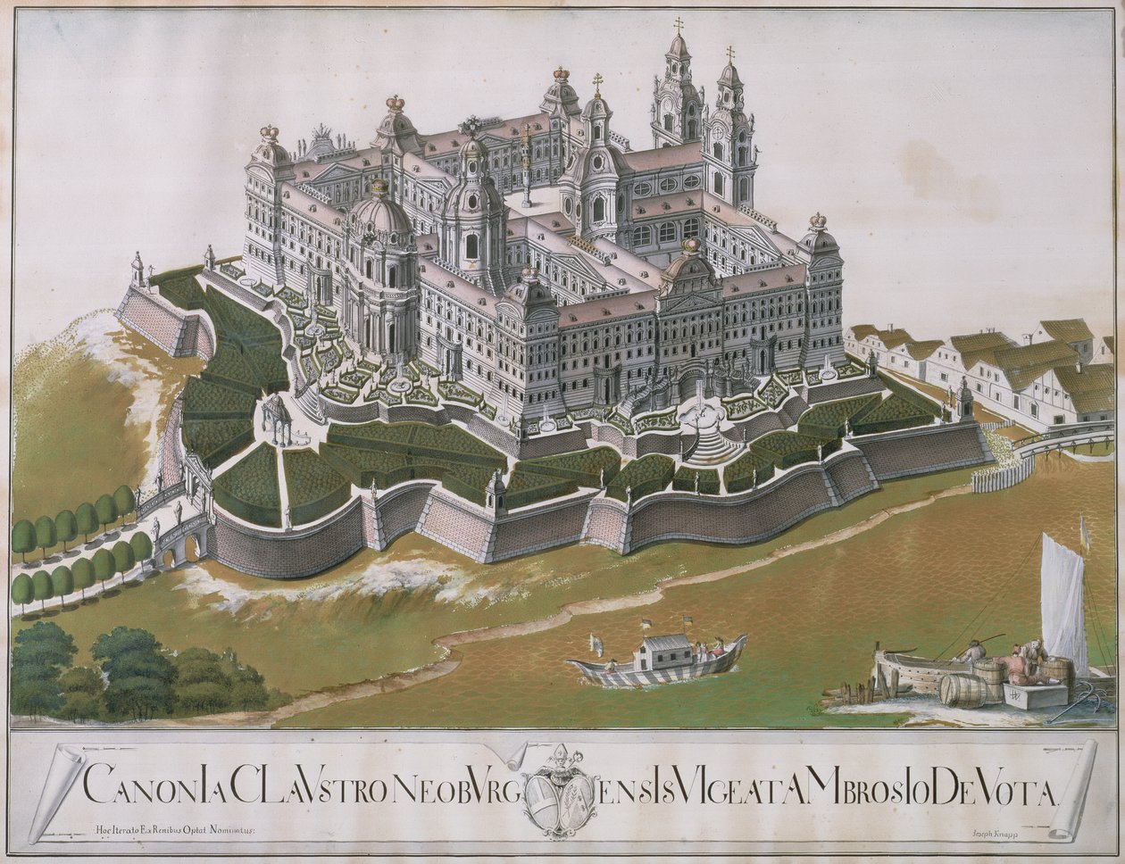 Vue du monastère augustinien de Klosterneuburg, montrant les plans de rénovation conçus par l