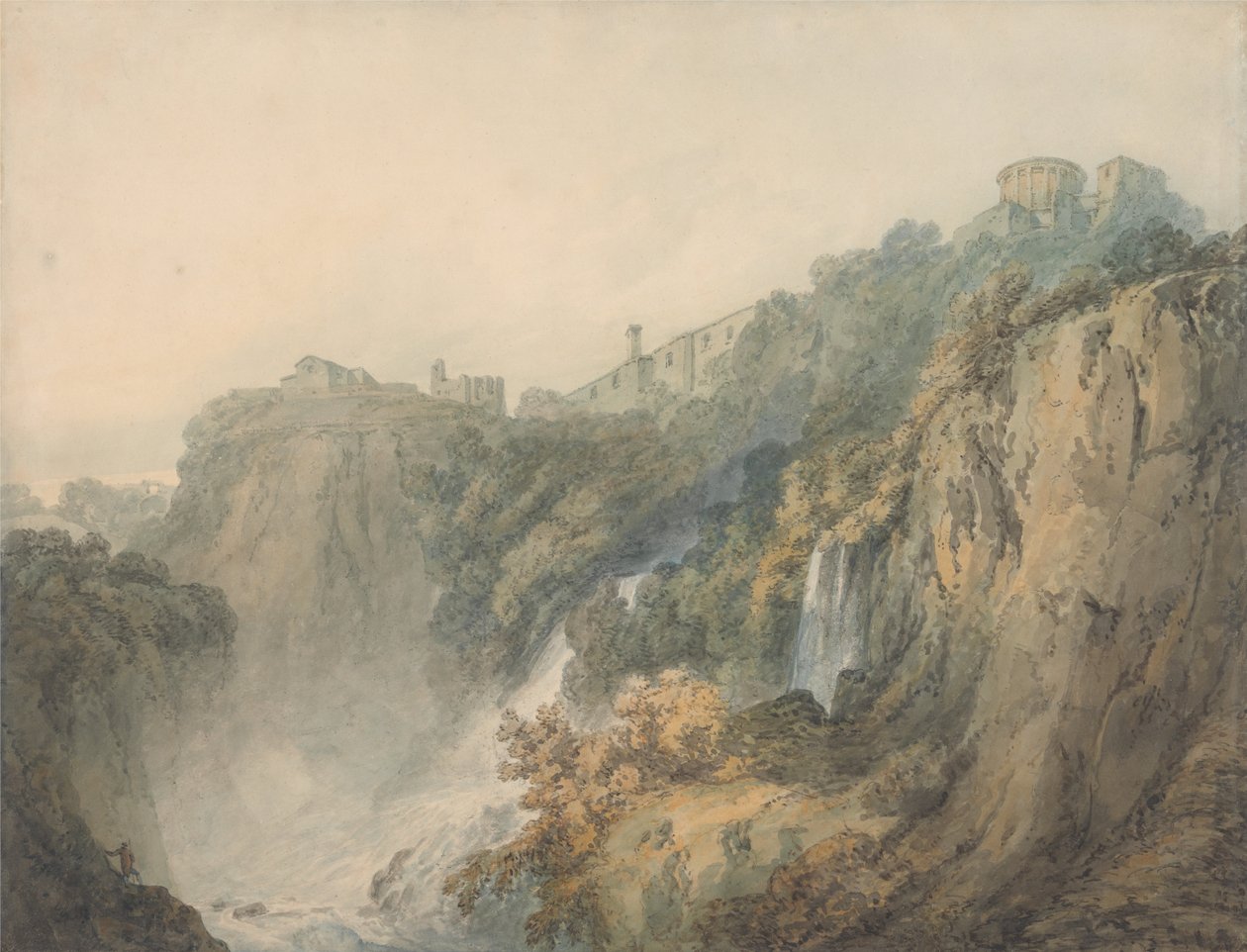 Tivoli avec le temple de la Sibylle et les cascades - Joseph Mallord William Turner
