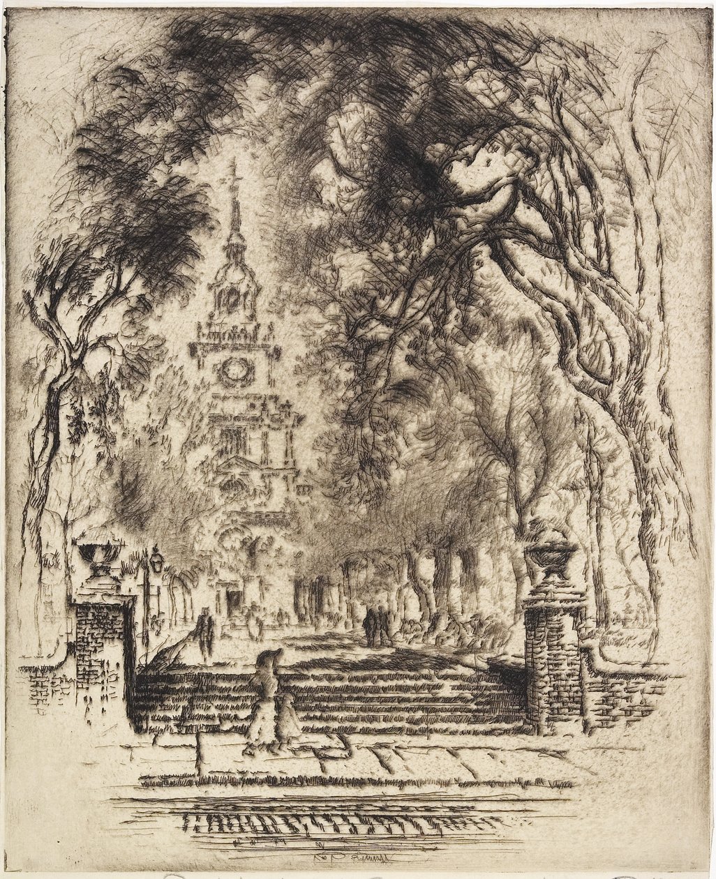 La place, Independence Square, Philadelphie, 1920 - Joseph Pennell
