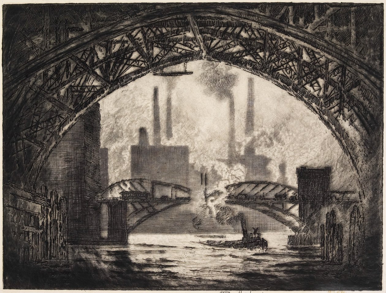Sous les ponts, Chicago, 1910 - Joseph Pennell