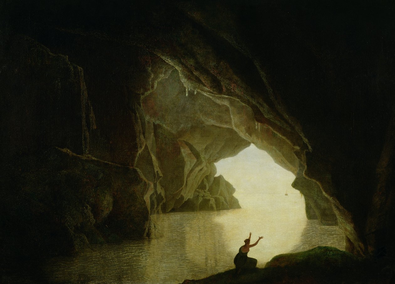 Une grotte dans le golfe de Salernum, avec la figure de Julia, bannie de Rome, exposée en 1780 - Joseph Wright of Derby