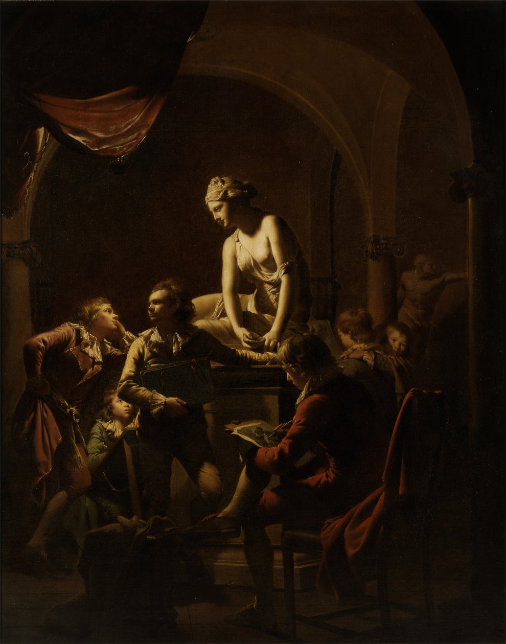 Académie à la lumière de la lampe - Joseph Wright of Derby