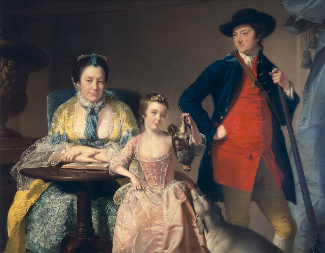 James et Mary Shuttleworth avec une de leurs filles, 1764 - Joseph Wright of Derby