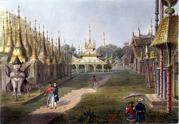 Scène sur la Terrasse de la Grande Pagode Dagon à Rangoon Regardant vers le Nord, planche 5 de 