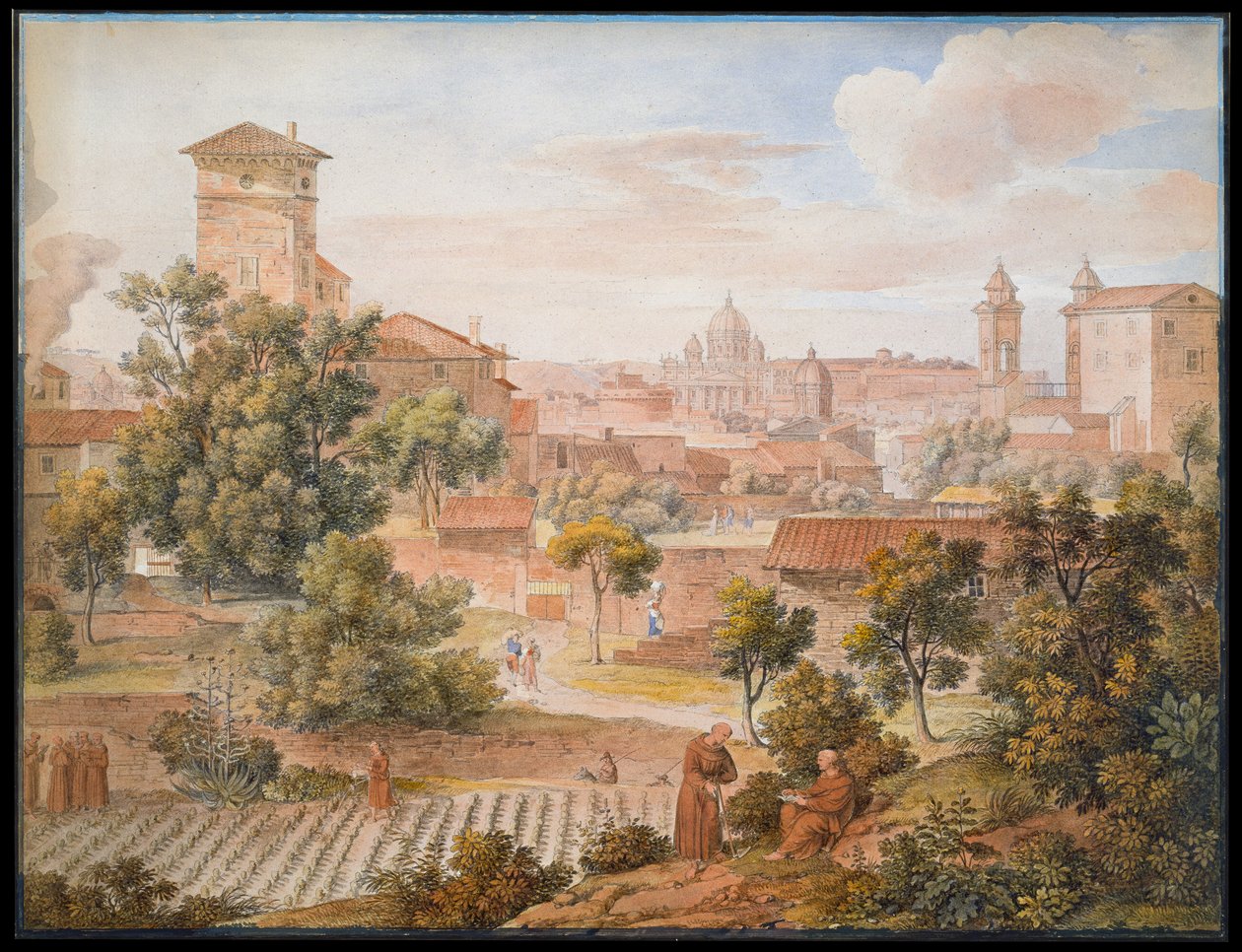 Vue depuis le monastère de S. Isidoro vers Saint-Pierre de Rome - Joseph Anton Koch