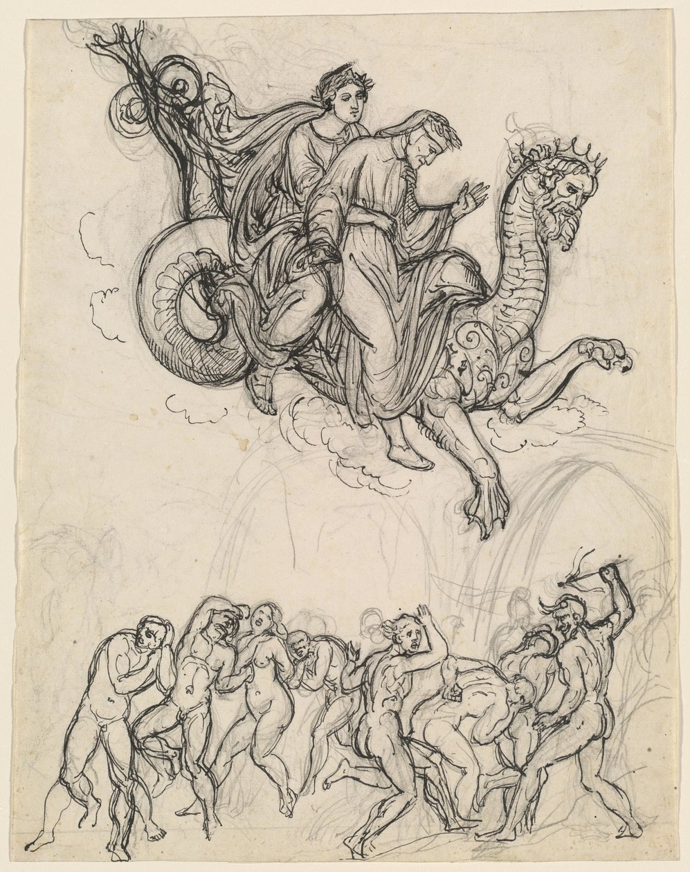 Dante et Virgile chevauchant sur le dos de Géryon - Joseph Anton Koch