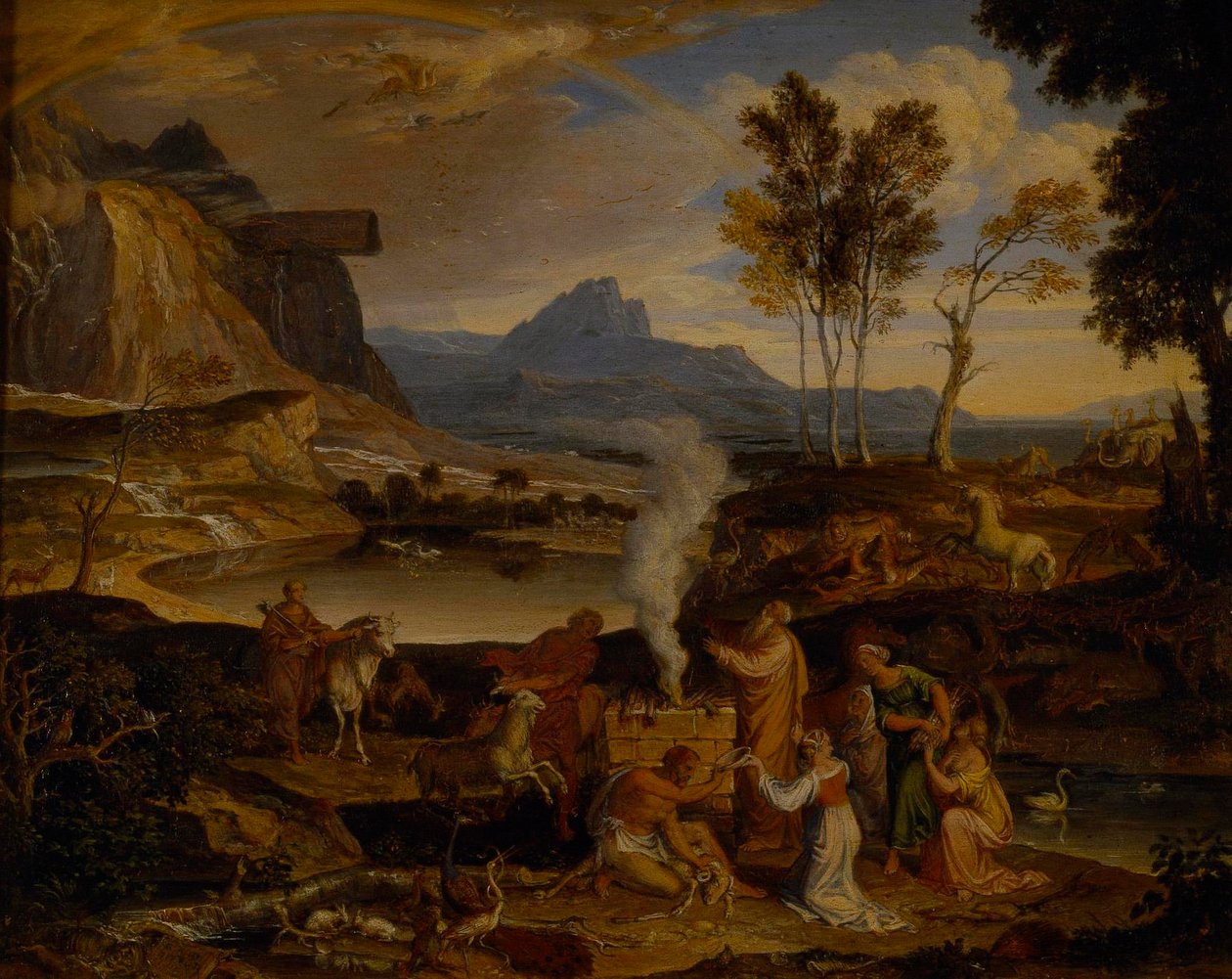 Paysage représentant le sacrifice de Noé après le déluge - Joseph Anton Koch