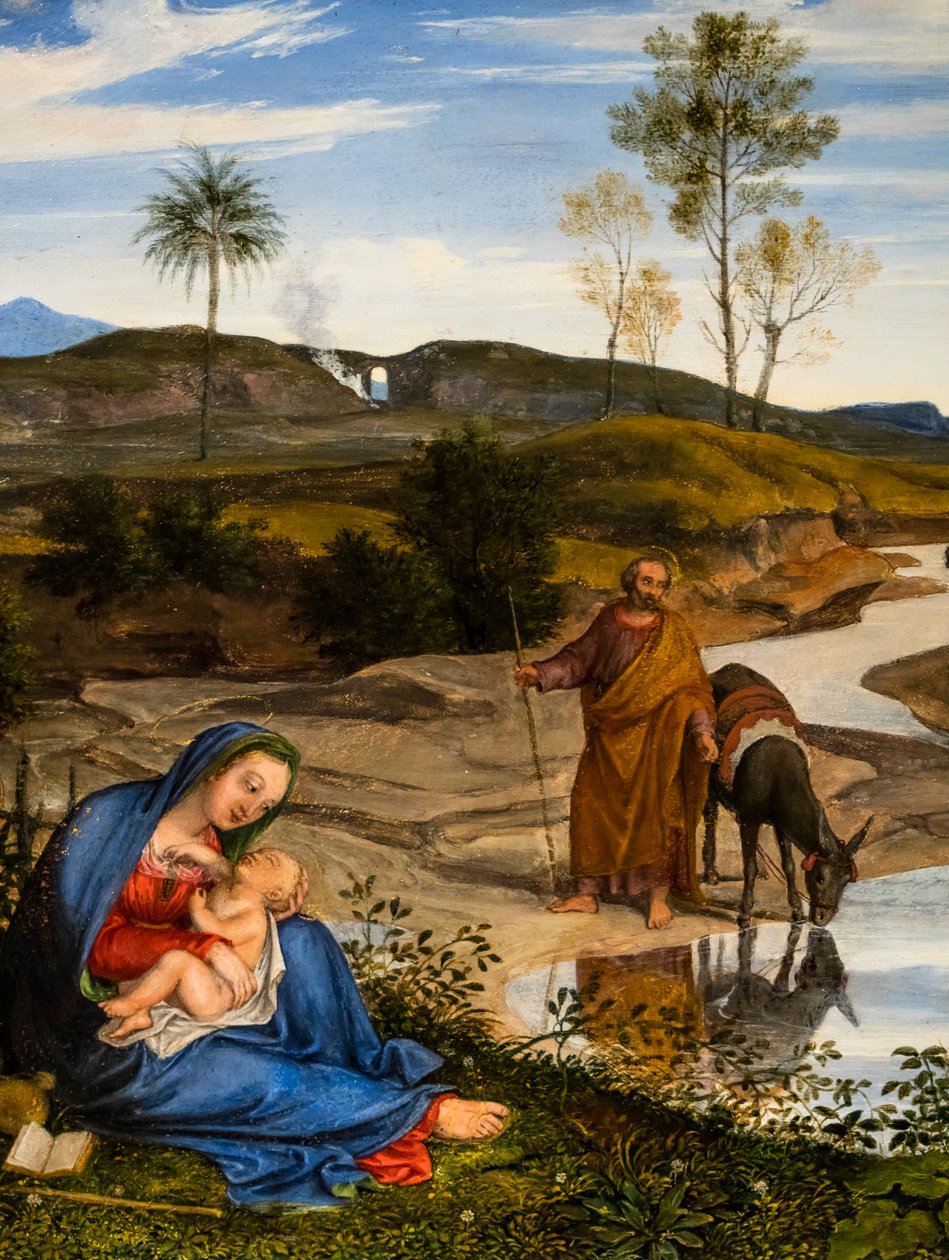 Repos pendant le fuite en Egypte, vers 1820-1825 (Huile sur bois (noyer)) - Joseph Anton Koch