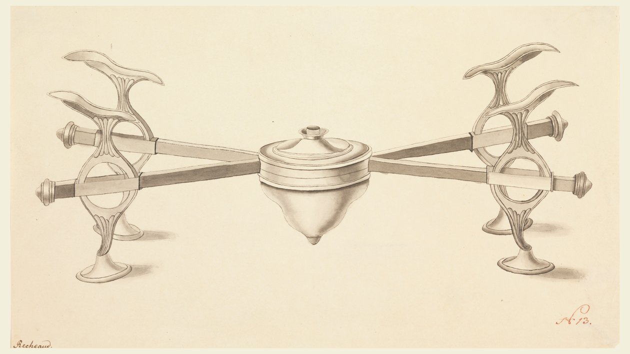 Conception pour un support de plat avec bras extensibles et une petite lampe à esprit - Joseph Anton Seethaler Ii