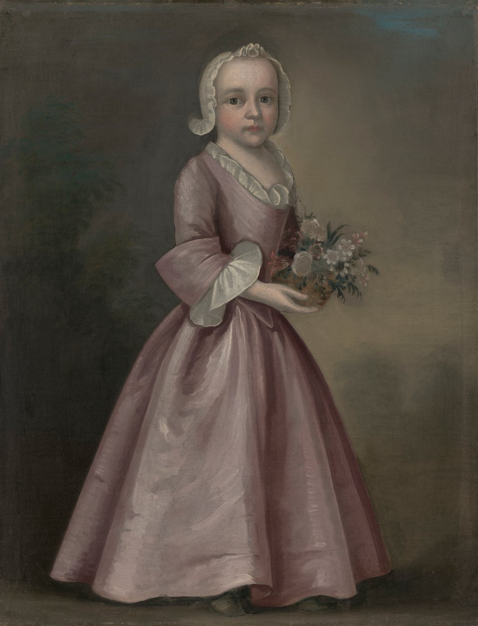 Petite Fille Tenant des Fleurs (attribué à Joseph Badger) - Joseph Badger