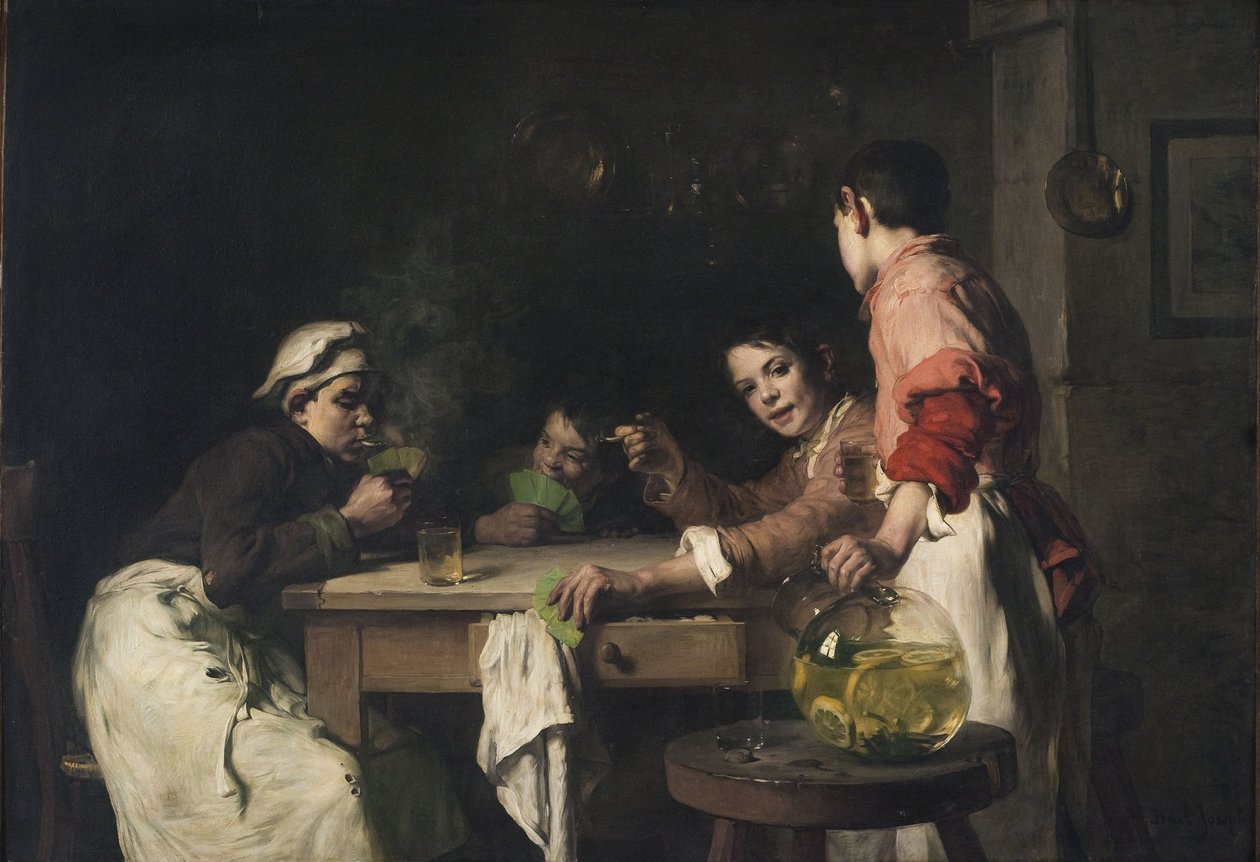 Les joueurs de cartes, vers 1897 (huile sur toile) - Joseph Bail