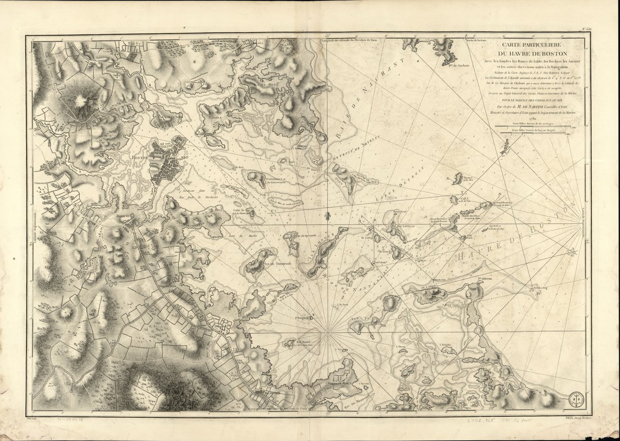 Carte spéciale du port de Boston avec les sondes, les bancs de sable, les rochers, les amarres et autres directions utiles pour la navigation - Joseph Bernard; Des Barres Chabert
