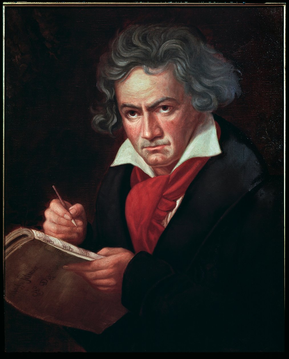 Portrait de Ludwig van Beethoven (1770-1827), musicien allemand, composant la Missa solemnis - Joseph Carl Stieler