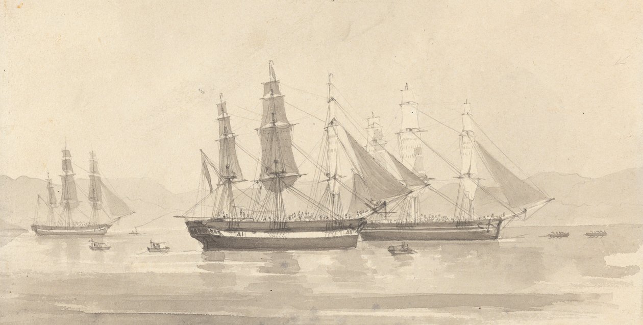Trois navires avec gréement de barque - Joseph Cartwright