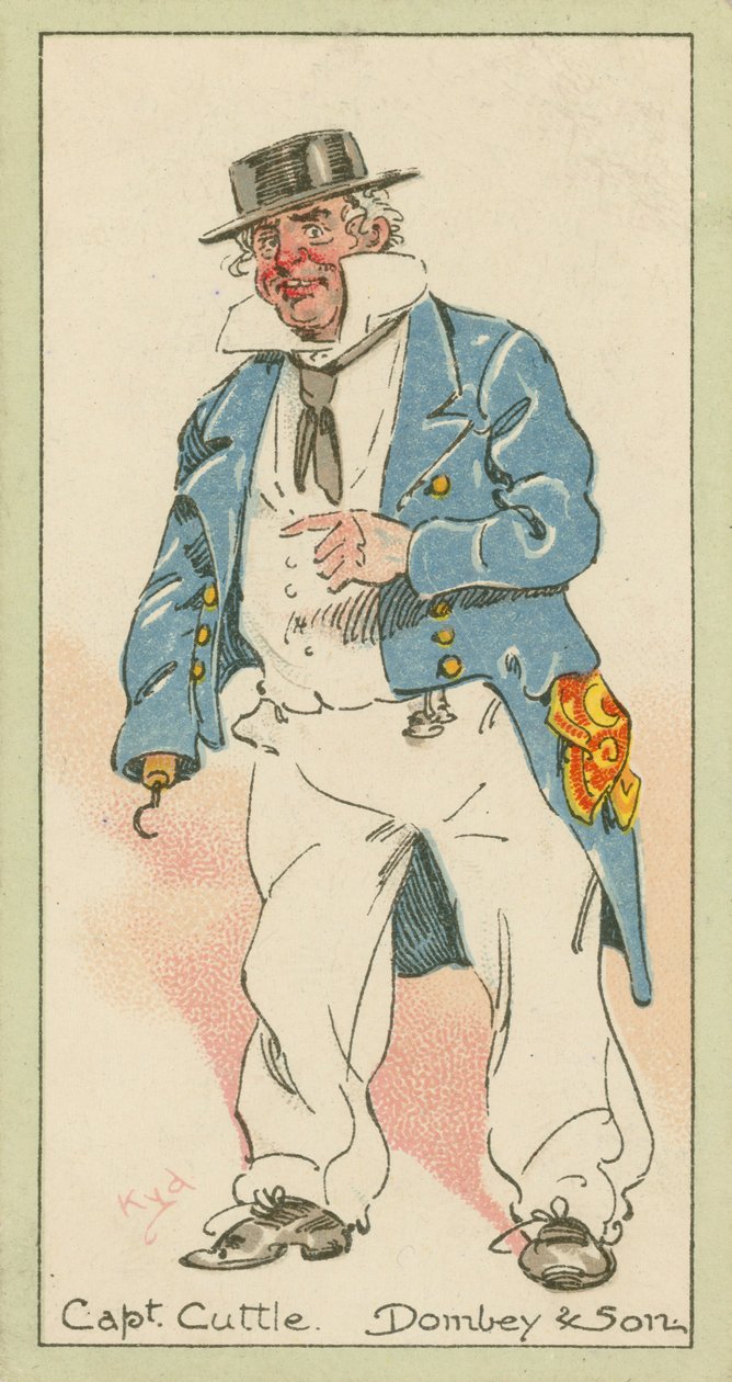 Capitaine Cuttle, Dombey  Son (lithographie couleur) - Joseph Clayton (1856-1937) (after) Clarke