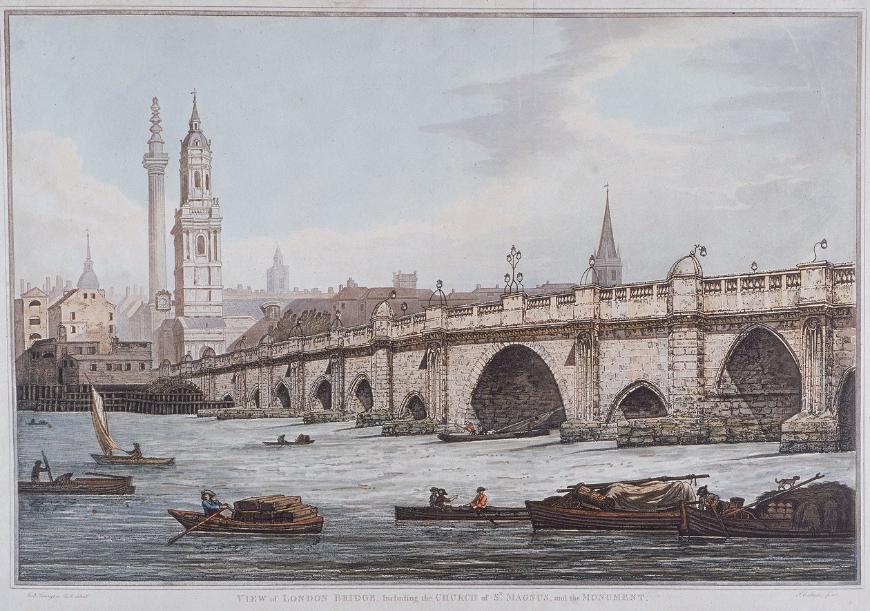 Vieux pont de Londres, Londres, 1790 - Joseph Constantine Stadler