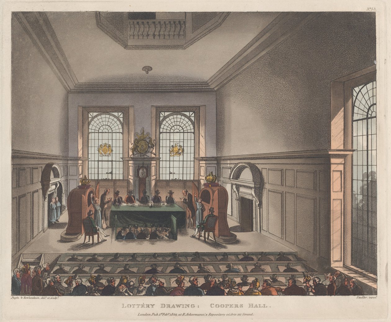 Tirage au sort de la loterie, Coopers Hall, 1er février 1809 - Joseph Constantine Stadler