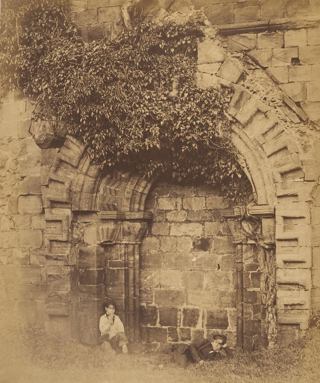 Abbaye de Kirkstall. Porte sur le côté nord, années 1850 - Joseph Cundall