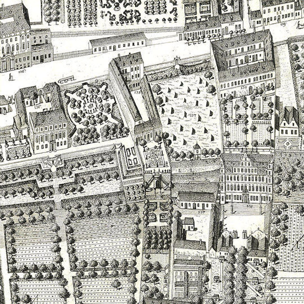 (détail) Carte de Vienne montrant le 135 Alsergrund où Mozart et sa famille ont vécu en 1788 - Joseph Daniel Huber